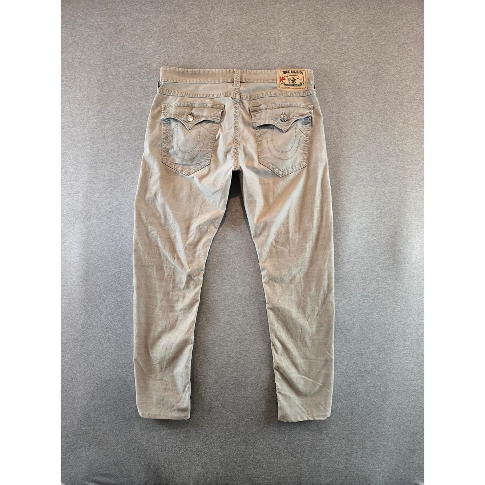 True Religion Ricky Pants Mens Size 38 Tan Twill Straight Flap Pocket Streetwear